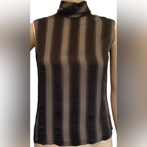 AKRIS Brown Silk Ombre Stripe Sleeveless Top 6 classic capsule work